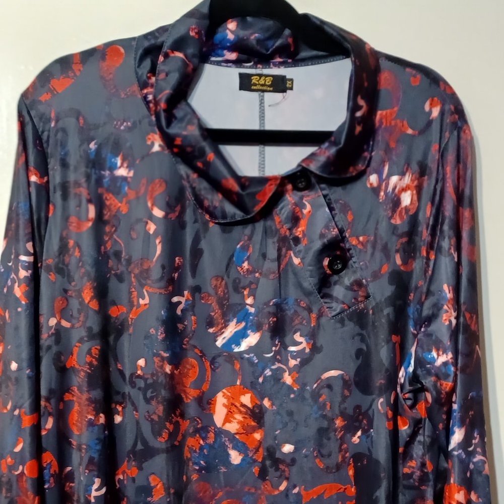 R&B Collection Multi Pattern Women's Long Sleeve Shirt Size 2X
